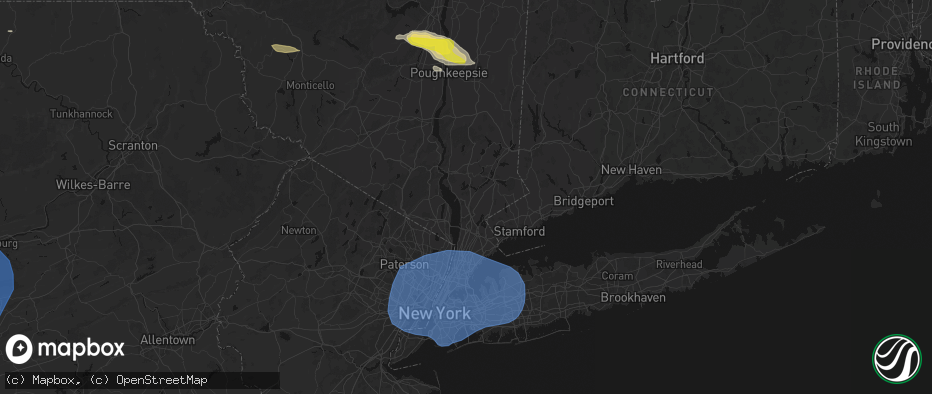 Hail map in Ossining, NY on June 6, 2026