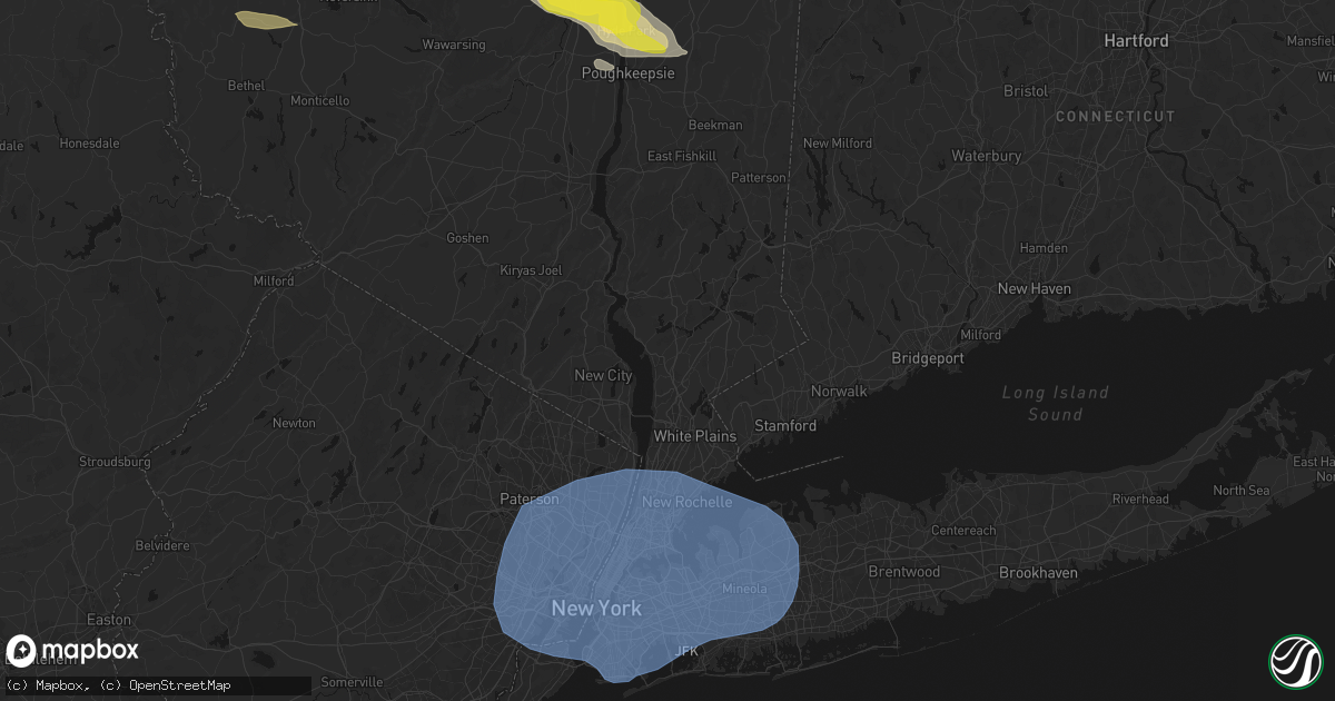 Hail map in Ossining, NY on June 6, 2026