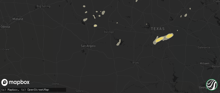 Hail map in Paint Rock, TX on June 6, 2026