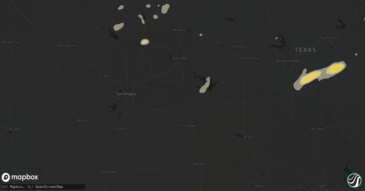 Hail map in Paint Rock, TX on June 6, 2026