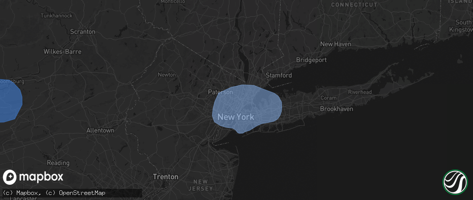 Hail map in Palisades Park, NJ on June 6, 2026