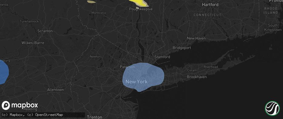 Hail map in Palisades, NY on June 6, 2026