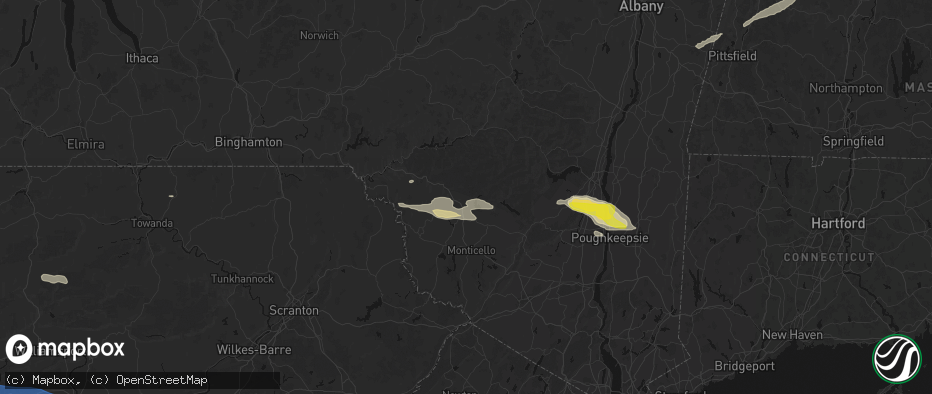 Hail map in Parksville, NY on June 6, 2026