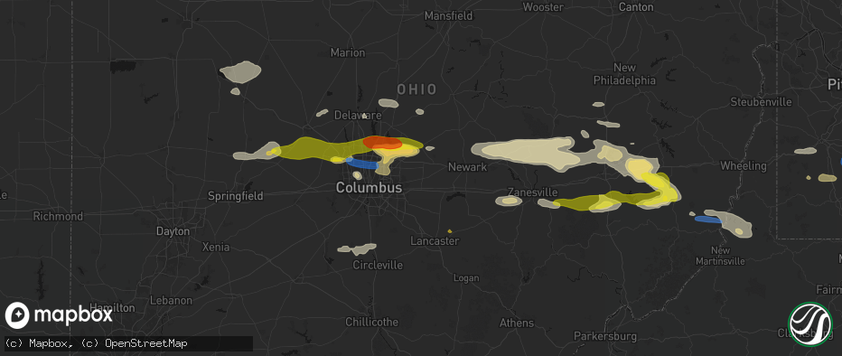 Hail map in Pataskala, OH on June 6, 2026