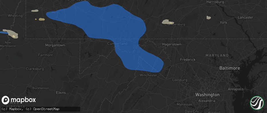 Hail map in Paw Paw, WV on June 6, 2026