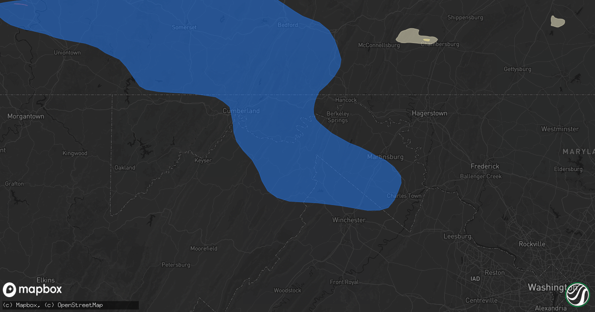 Hail map in Paw Paw, WV on June 6, 2026