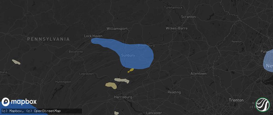 Hail map in Paxinos, PA on June 6, 2026