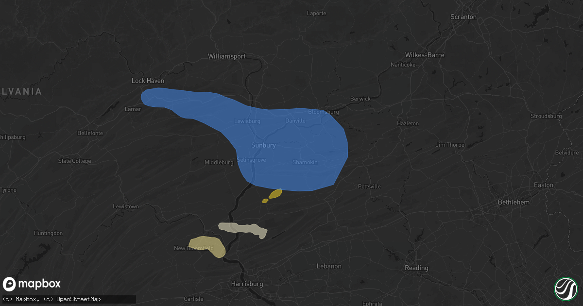 Hail map in Paxinos, PA on June 6, 2026