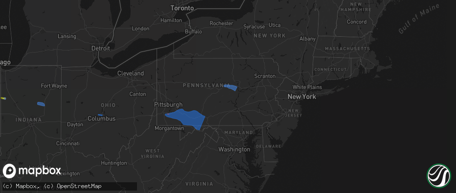 Hail map in Pennsylvania on June 6, 2026