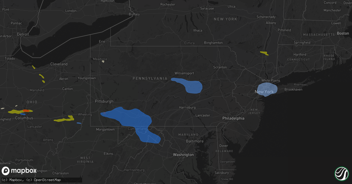 Hail map in Pennsylvania on June 6, 2026