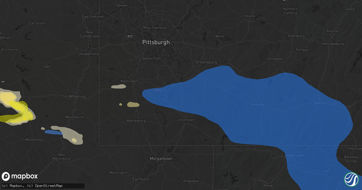 Hail map in Perryopolis, PA on June 6, 2026