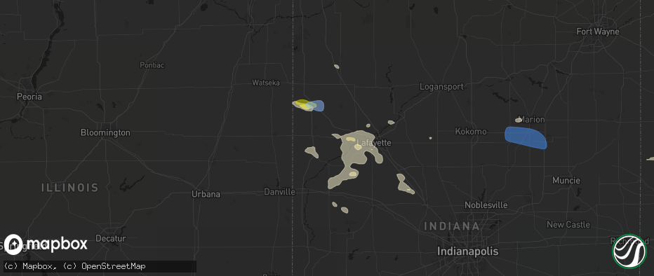 Hail map in Pine Village, IN on June 6, 2026