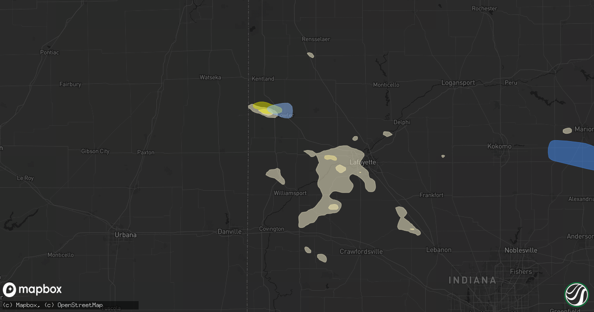 Hail map in Pine Village, IN on June 6, 2026