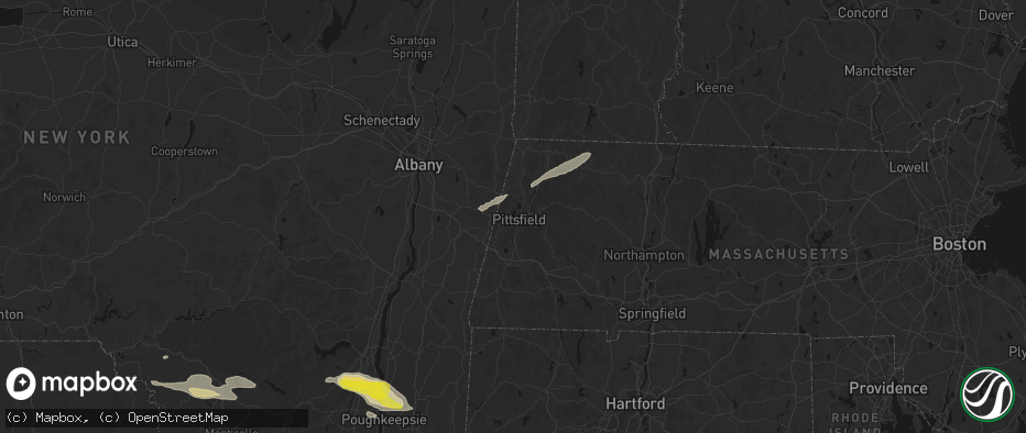 Hail map in Pittsfield, MA on June 6, 2026