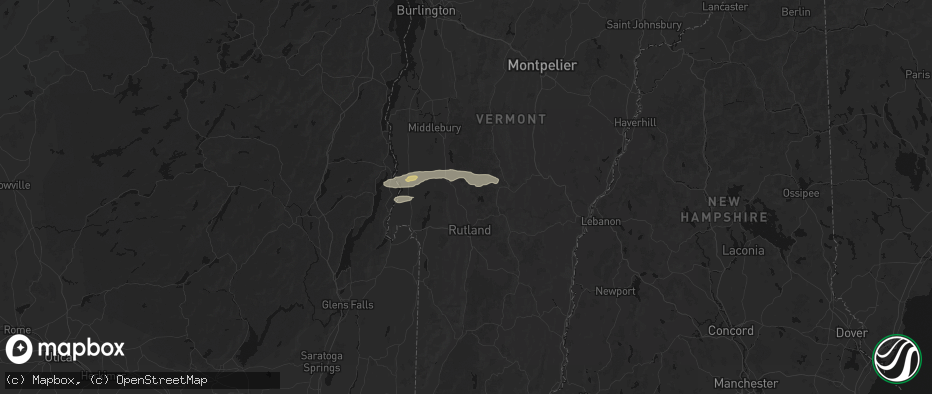 Hail map in Pittsford, VT on June 6, 2026