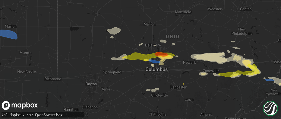 Hail map in Plain City, OH on June 6, 2026