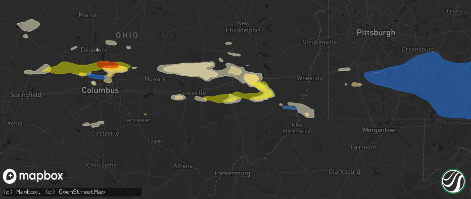 Hail map in Pleasant City, OH on June 6, 2026