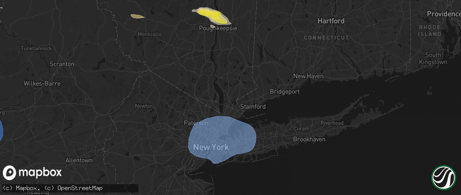 Hail map in Pleasantville, NY on June 6, 2026