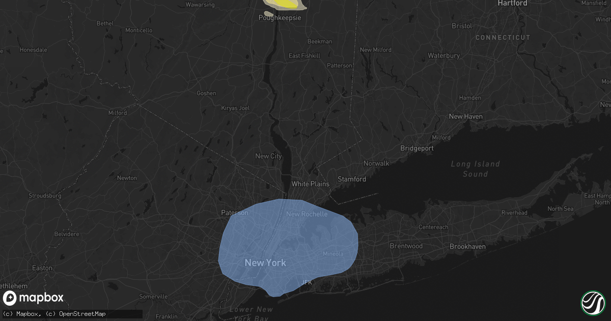 Hail map in Pleasantville, NY on June 6, 2026