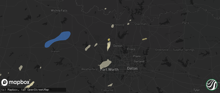 Hail map in Ponder, TX on June 6, 2026