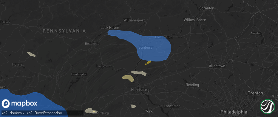 Hail map in Port Trevorton, PA on June 6, 2026
