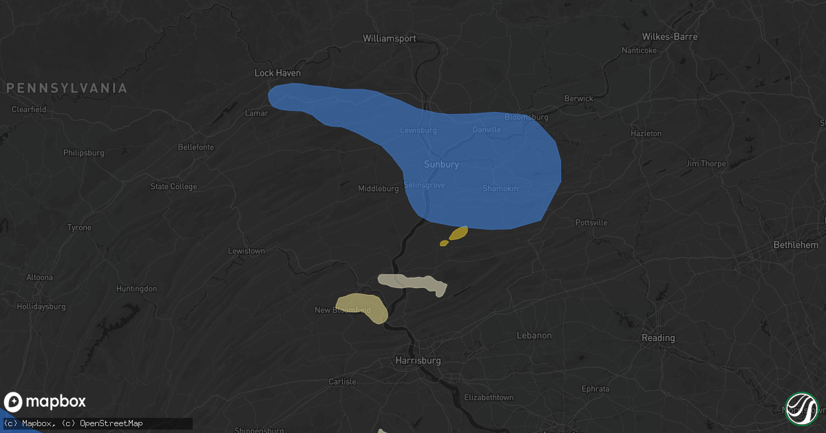 Hail map in Port Trevorton, PA on June 6, 2026