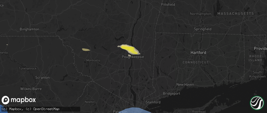 Hail map in Poughkeepsie, NY on June 6, 2026