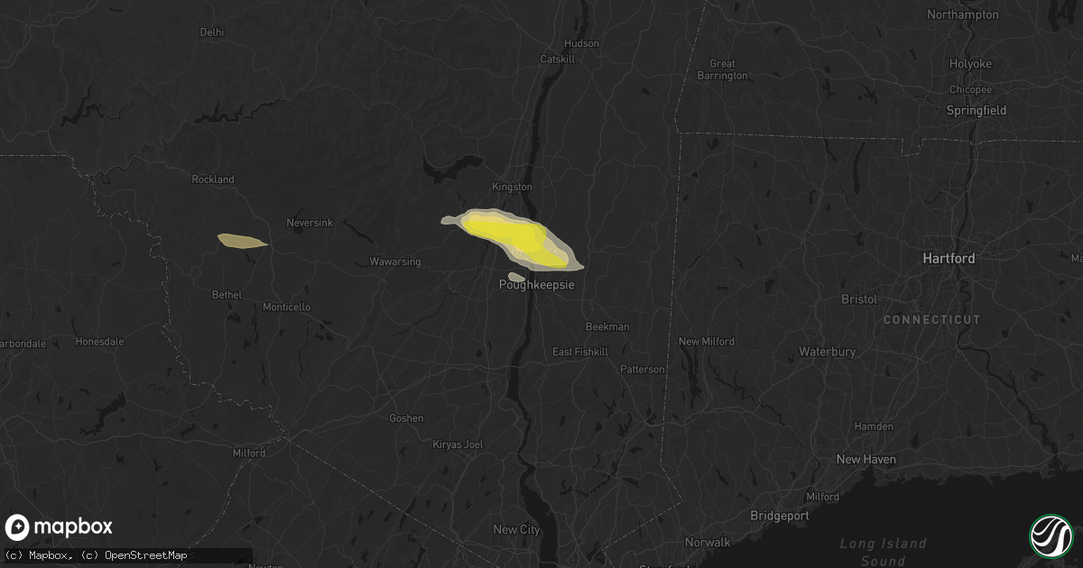 Hail map in Poughkeepsie, NY on June 6, 2026