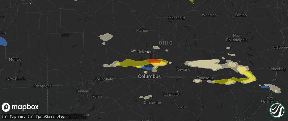 Hail map in Powell, OH on June 6, 2026