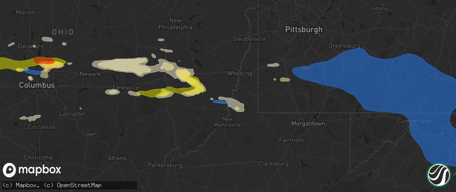 Hail map in Powhatan Point, OH on June 6, 2026