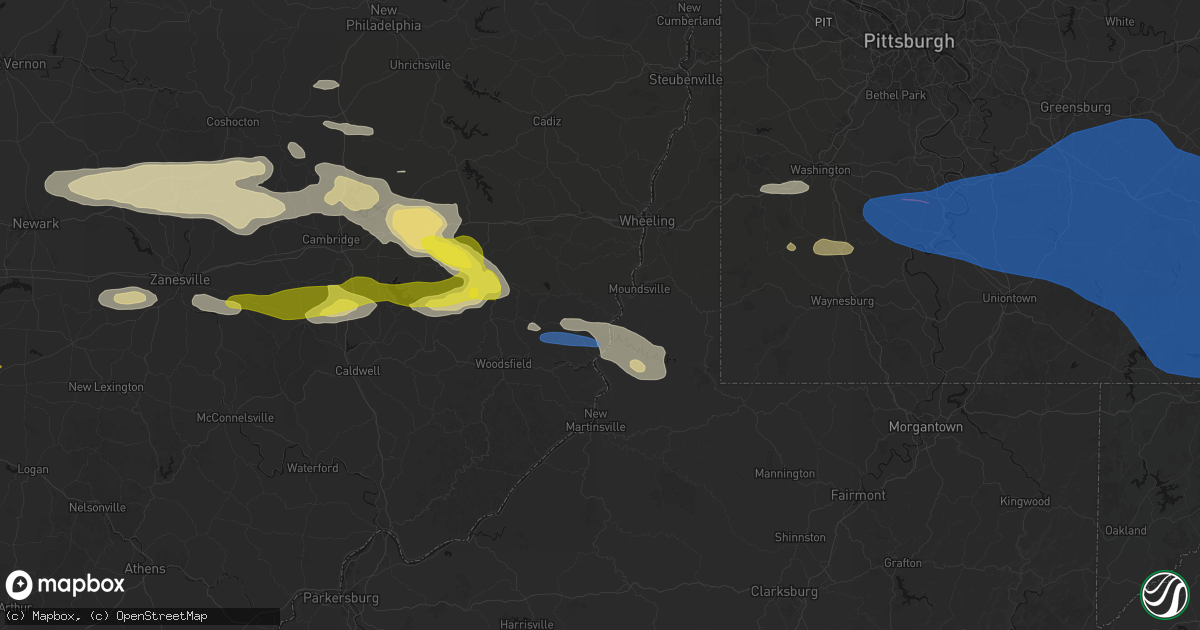 Hail map in Powhatan Point, OH on June 6, 2026
