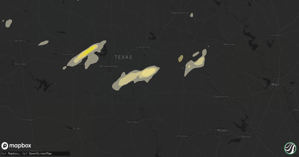 Hail map in Priddy, TX on June 6, 2026