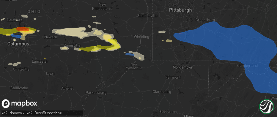 Hail map in Proctor, WV on June 6, 2026