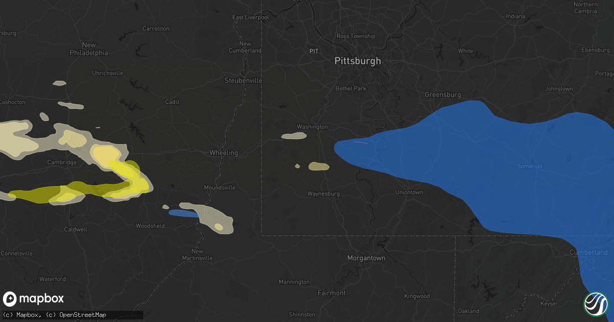 Hail map in Prosperity, PA on June 6, 2026