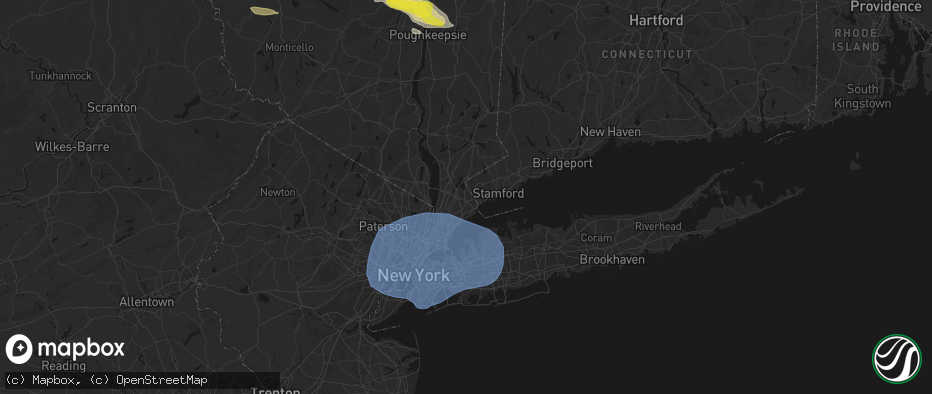 Hail map in Purchase, NY on June 6, 2026