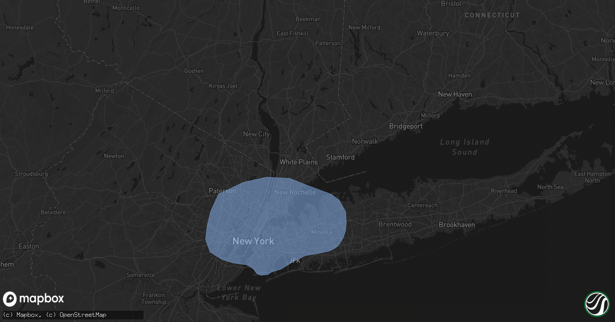 Hail map in Purchase, NY on June 6, 2026