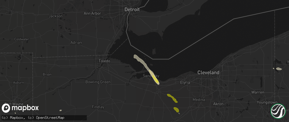 Hail map in Put In Bay, OH on June 6, 2026
