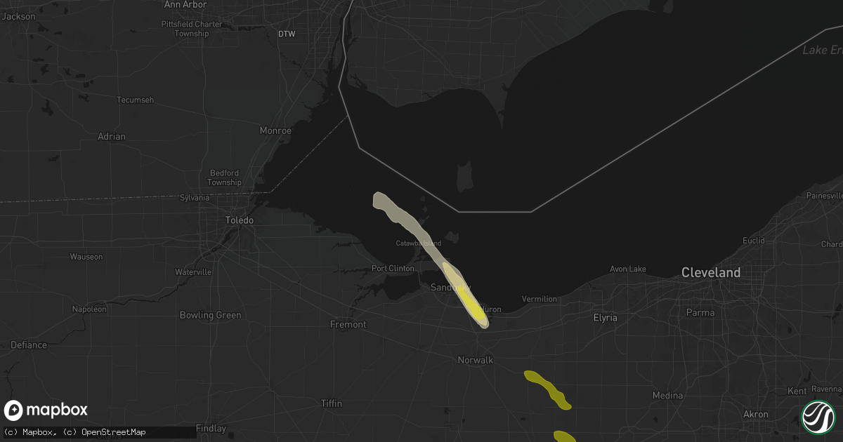 Hail map in Put In Bay, OH on June 6, 2026