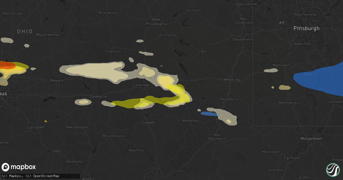 Hail map in Quaker City, OH on June 6, 2026
