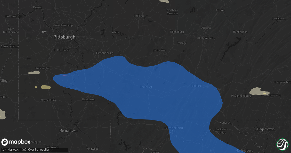 Hail map in Quecreek, PA on June 6, 2026