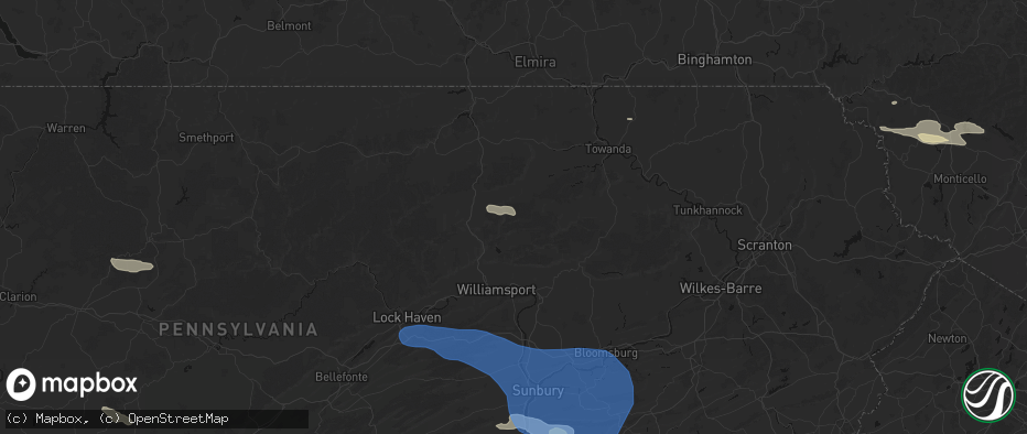 Hail map in Ralston, PA on June 6, 2026