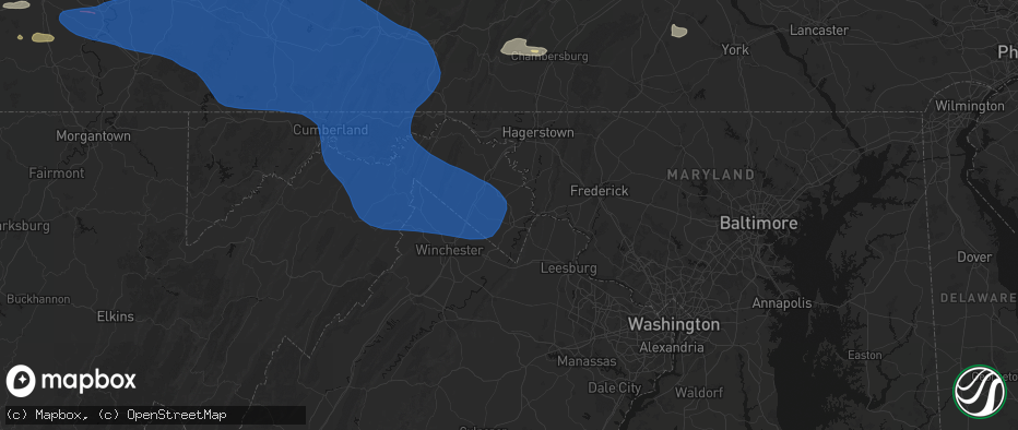 Hail map in Ranson, WV on June 6, 2026