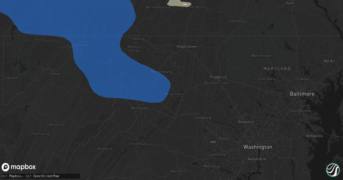 Hail map in Ranson, WV on June 6, 2026