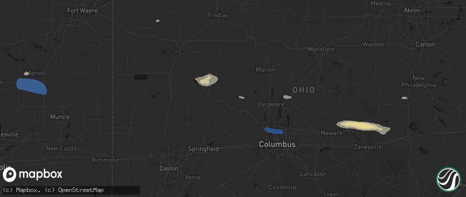 Hail map in Raymond, OH on June 6, 2026