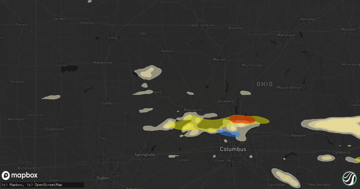 Hail map in Raymond, OH on June 6, 2026