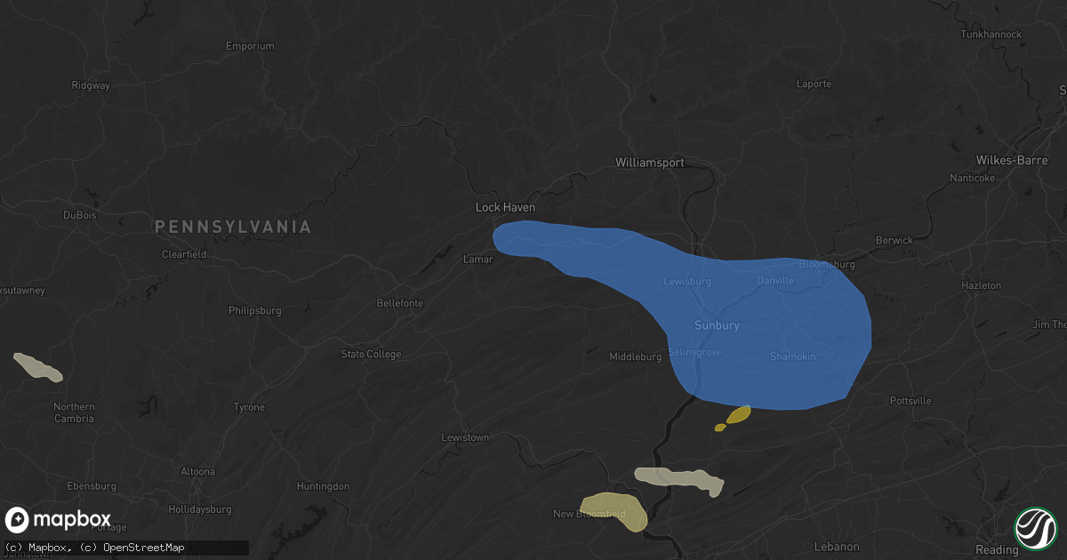 Hail map in Rebersburg, PA on June 6, 2026