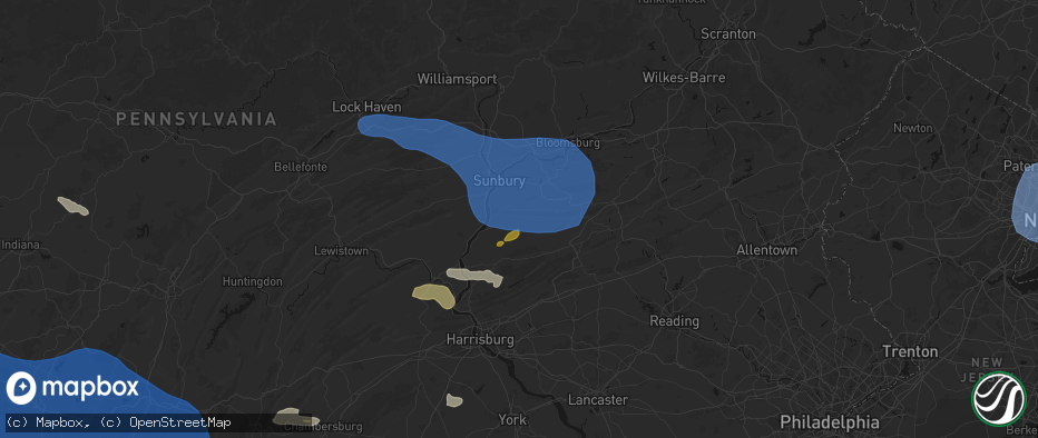 Hail map in Rebuck, PA on June 6, 2026