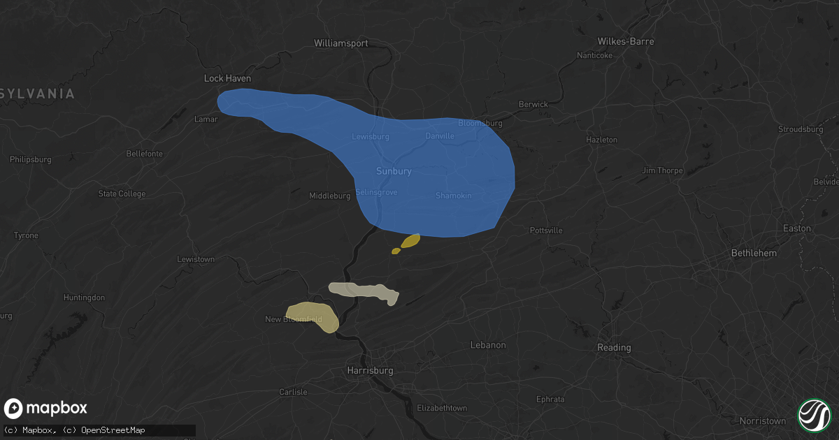 Hail map in Rebuck, PA on June 6, 2026