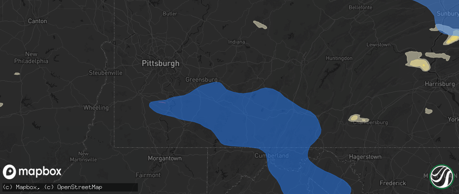 Hail map in Rector, PA on June 6, 2026