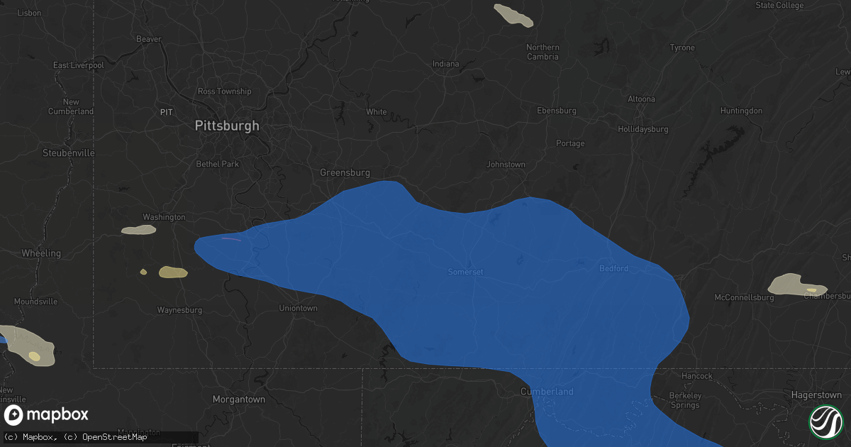 Hail map in Rector, PA on June 6, 2026